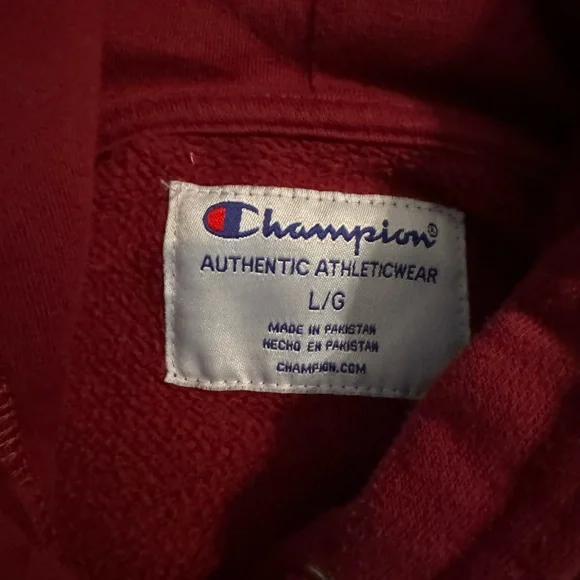 Dark Red Champion Hoodie size large men’s - Picture 4 of 5